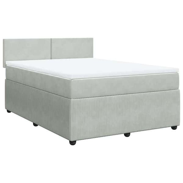 Maison Exclusive - Seng solid bund med socker og madras Grå 160x200cm Velour