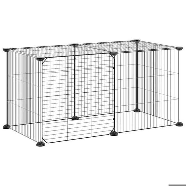 Maison Exclusive - Kæledyrbur med 8 paneler og dør Sort 70x35x35 cm
