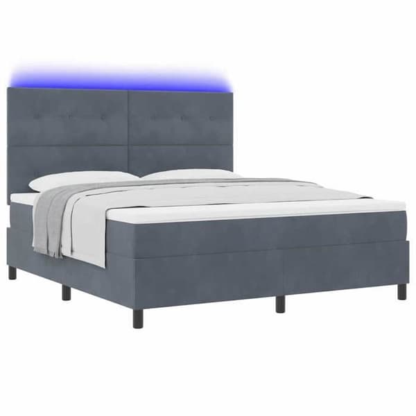 Maison Exclusive - LED-jousipatja Tummanharmaa 180 x 200 cm Sametti Mörkgrå