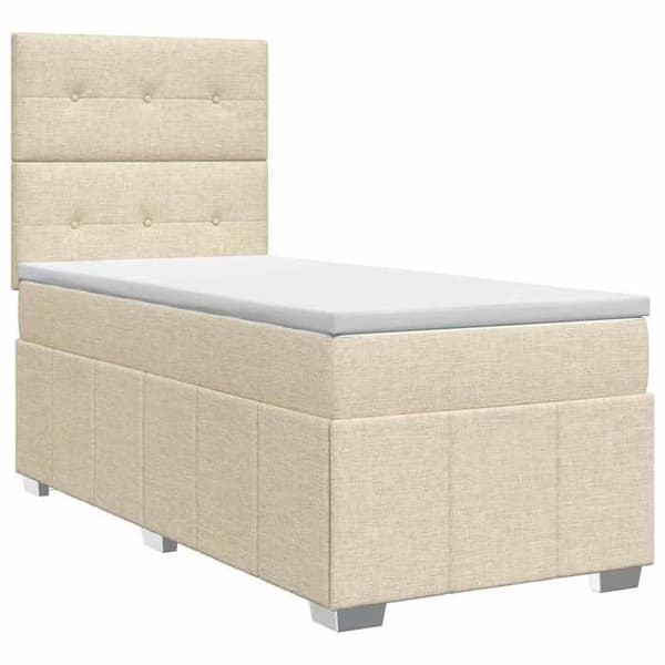Maison Exclusive - Boxspring säng med madrass Crème 100 x 200 cm Tyg Grädde