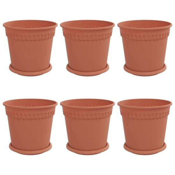 Maison Exclusive - Blomkrukor 6 st Röd tegel Plast