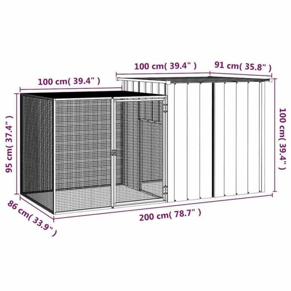 Exklusivt hus - Grå klapp 200x91x100 cm Galvaniserat stål Grå