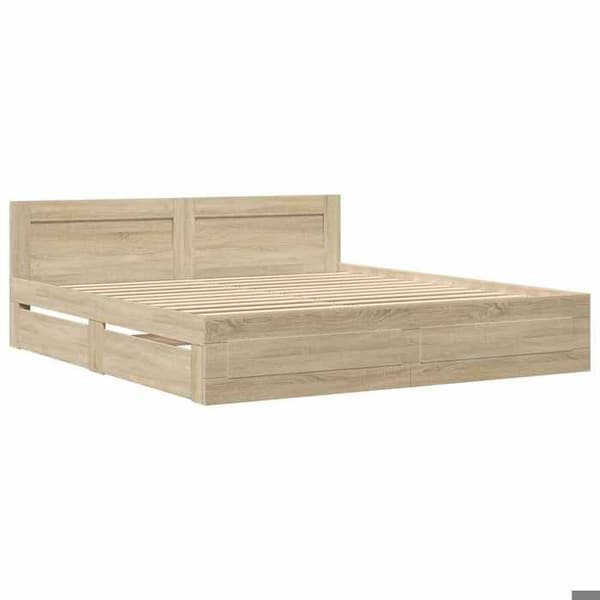 Maison Exclusive - Sängram med låda Sonoma 193 x 203 cm Ingenjörsträ