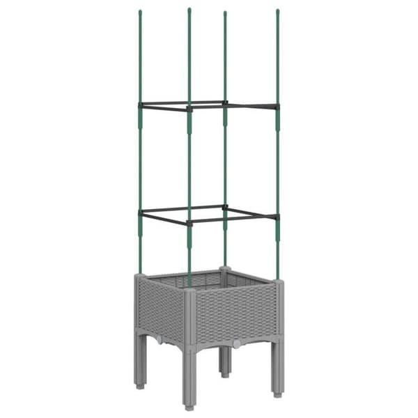 Maison Exclusive - Blomlåda med ljusgrå spaljé 40x40x142,5 cm PP