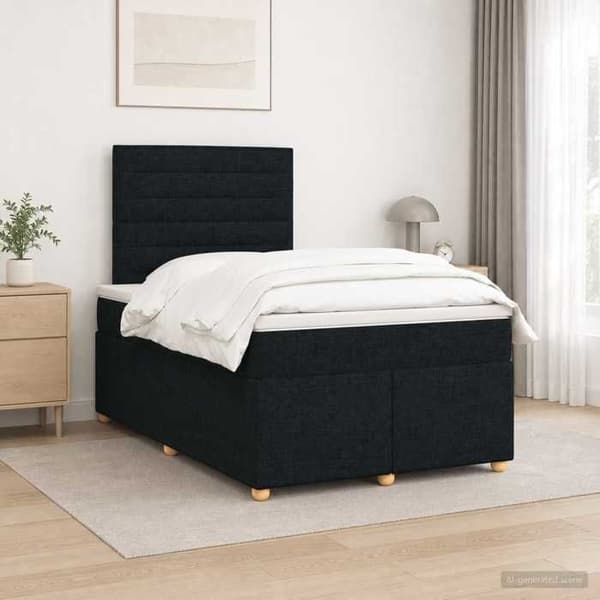 Maison Exclusive - Boxspring seng med madras Sort 120 x 200 cm Stof