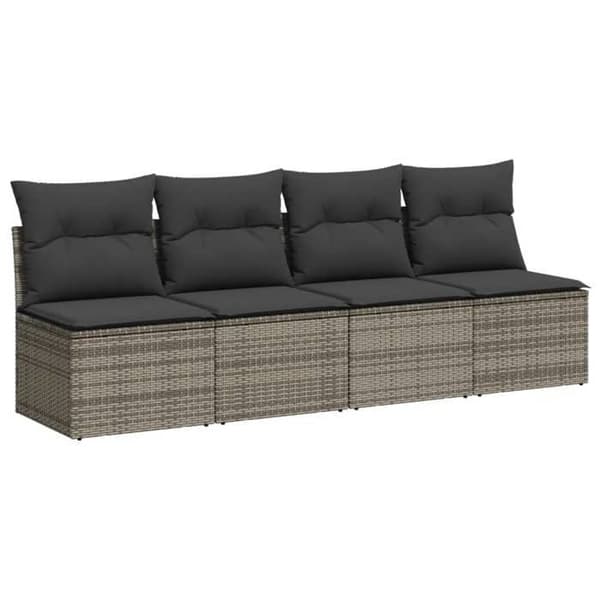 Maison Exclusive - Trädgårdsmöbler med kuddar 10 delar grå flätad resin