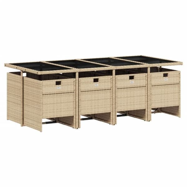 Maison Exclusive - Puutarhakalusteryhmä ja tyynyt 9 kpl beige sekoitus