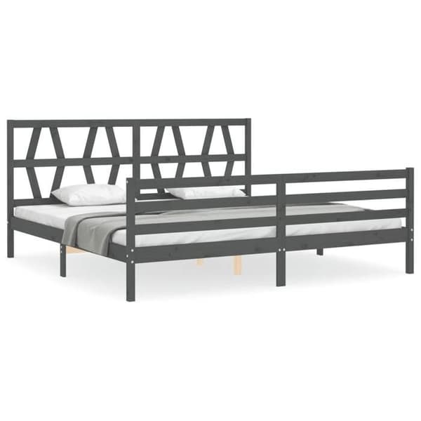 Sängynrunko - Exclusive-koti - Harmaa - Massiivipuu - 200x200 cm grå