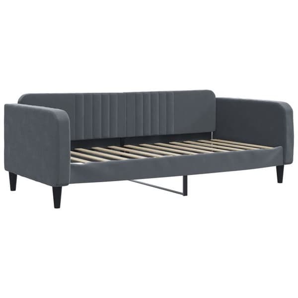 Dagsäng - EXKLUSIVT HUS - Vila säng - Mörkgrå sammet - 90x200 cm - Inkluderad ribbotten mörkgrå