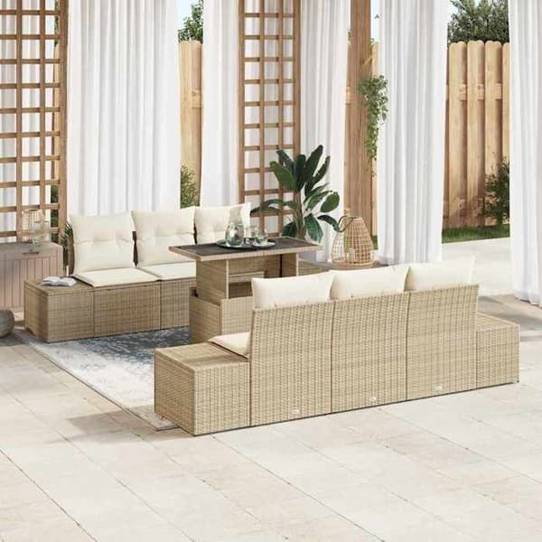 Maison Exclusive - 7 osan puutarhakalustesarja beige ja kerma Beige och kräm