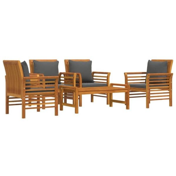 Maison Exclusive - Havegruppe med puder 5 stk Solid akacietræ