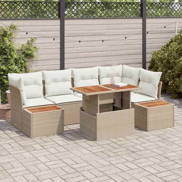 Maison Exclusive - 10 osan beige polyrottinkinen puutarhakalustesetti