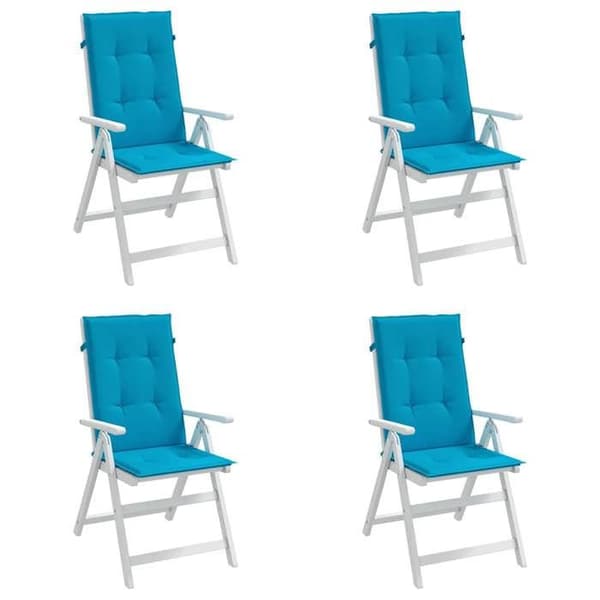 Maison Exclusive - Hög ryggstolskuddar för trädgård, 4-pack, blått tyg