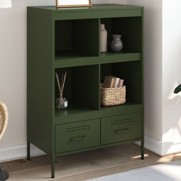 Maison Exclusive - Buffé hög olivgrön 68x39x101,5 cm stål