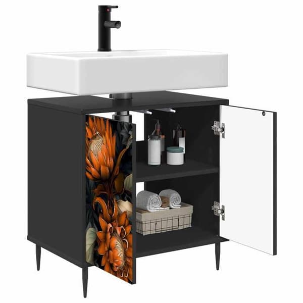 Maison Exclusive - Badeværelsesskab LOCHEM Sort eg 60 x 40 x 61 cm