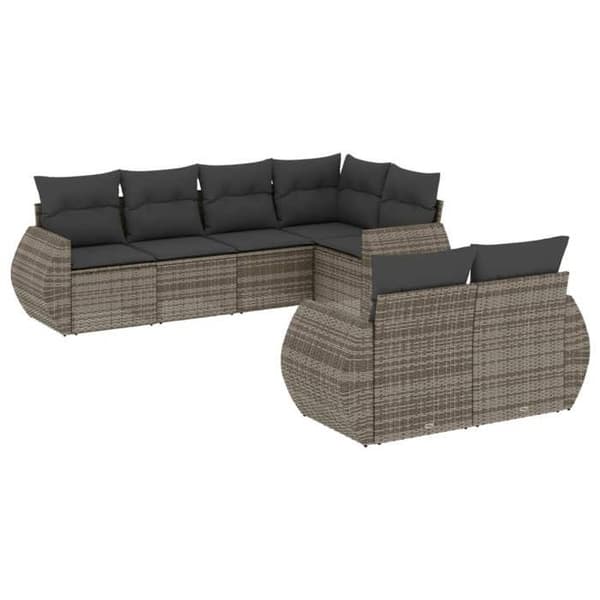 Maison Exclusive - Trädgårdsmöbler med kuddar 7 delar grå flätad resin