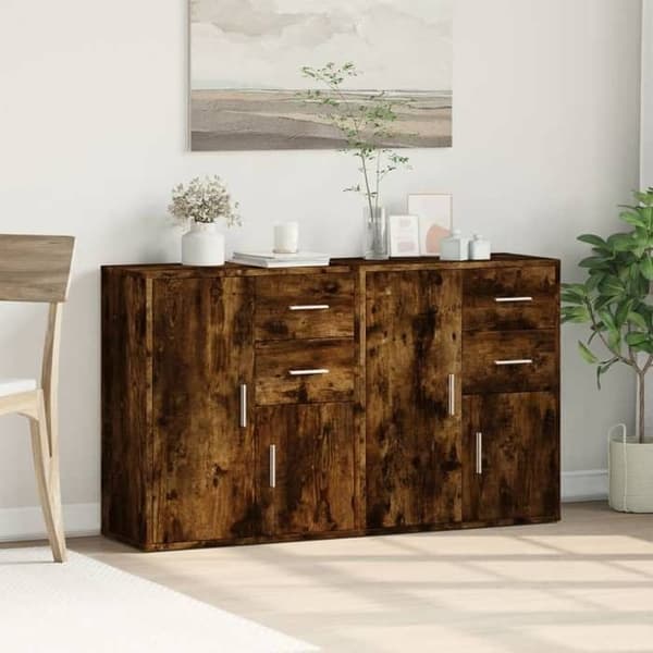 Maison Exclusive - Bufféer 2 st rökt ek 60x31x70 cm ingenjörsträ