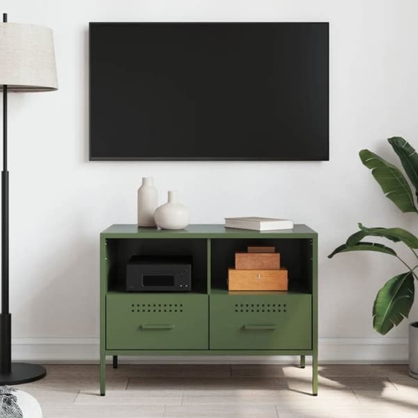 Maison Exclusive - TV-møbel olivengrøn 68x39x50,5 cm stål Olivgrön