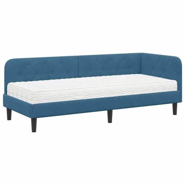 Maison Exclusive - Blå hörnsängram 80 x 200 cm Sammet Blå