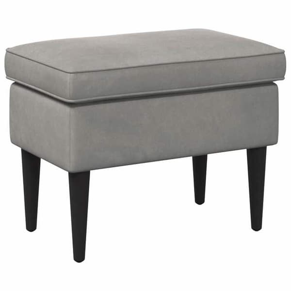 Puff - EXKLUSIV HEM - 55 x 35 x 41 cm - Ljusgrå - Sammet - Koniska träben Ljusgrått