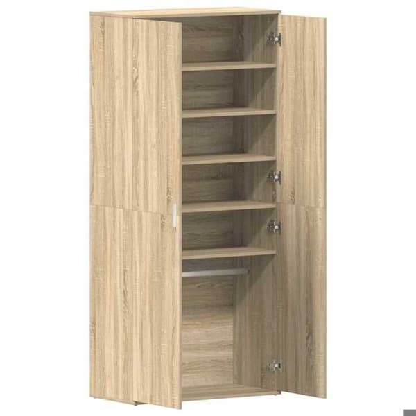 Skoopbevaring - EKSKLUSIV HUS - 80x39x178 cm - Ingeniørtræ - Brun - Dør med hængsler