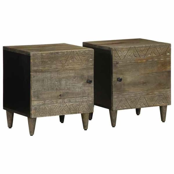 Maison Exclusive - 2 stk natborde grå lys 40x33x46 cm solid mangotræ