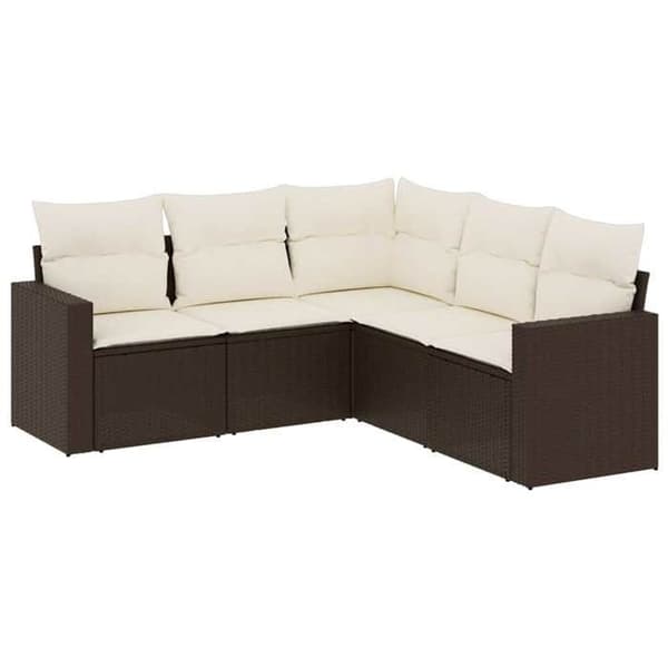 Maison Exclusive - Trädgårdsmöbler med kuddar 5 delar brun flätad resin