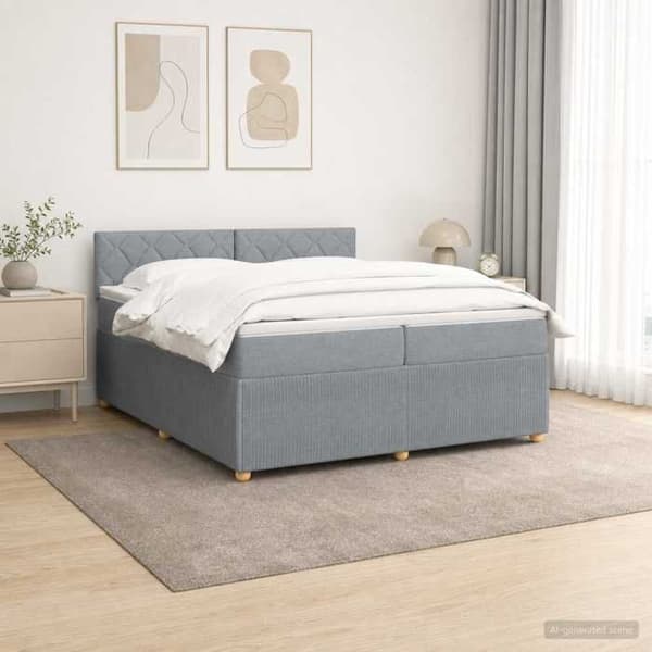 Maison Exclusive - Boxspring säng med madrass Ljusgrå 200 x 200 cm Tyg