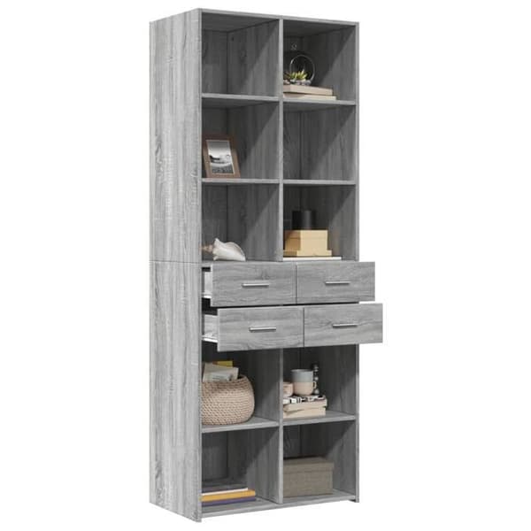 Maison Exclusive - Buffé hög sonoma grå 70x42,5x185 cm ingenjörsträ