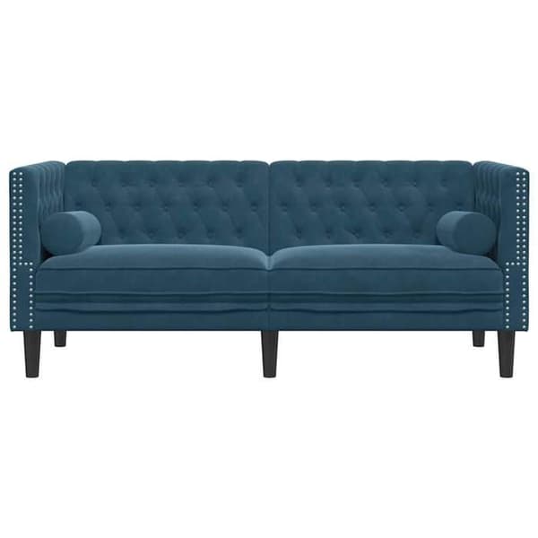 Maison Exclusive - Chesterfield-sohva, jossa on tyynyt, 2 paikkaa, sininen sametti