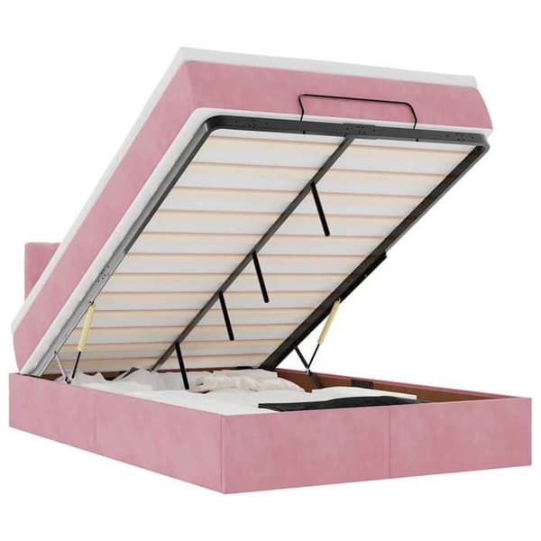 Sängsoffa - Maison Exclusive - 120 x 190 cm - Rosa sammet - Hydraulisk förvaring rosa