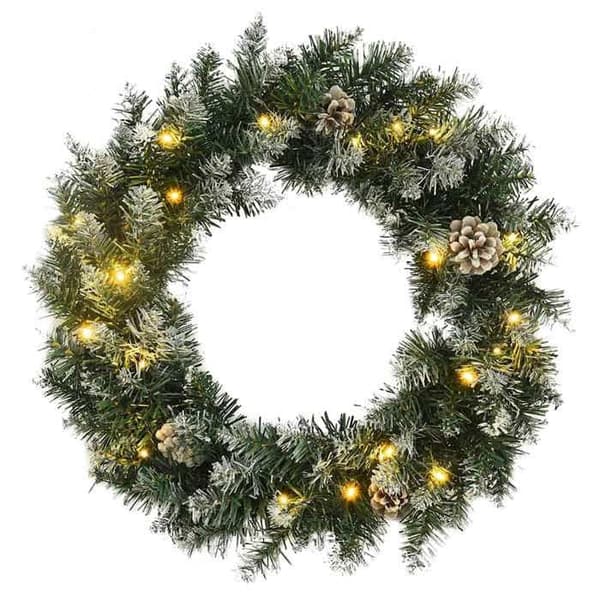 Maison Exclusive - Julkrans med LED-lampor Grön 60 cm PVC
