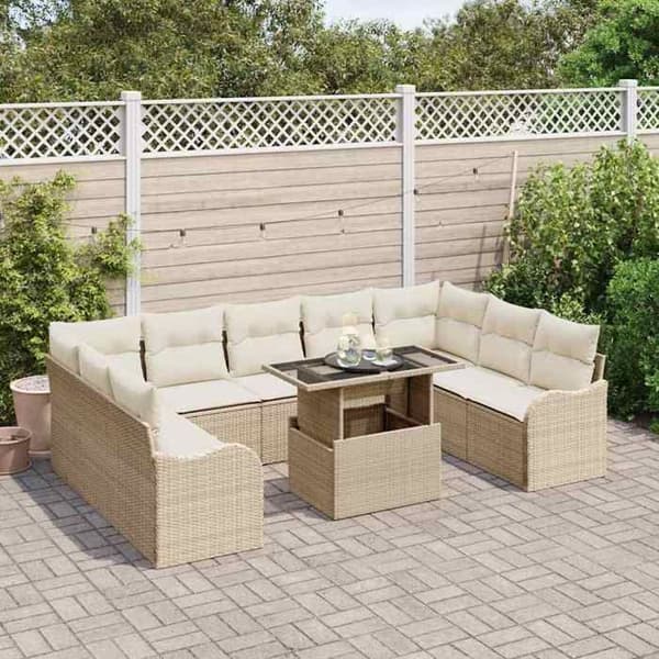 Trädgårdsmöbler - EXKLUSIVT HEM - Modulär - Beige - 10 delar - Väderbeständig polyrotting beige