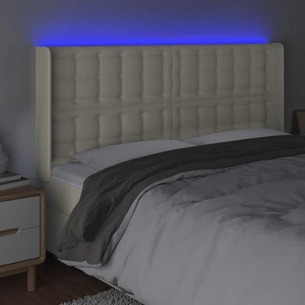 Maison Exclusive - LED Hovedgærde Creme 147x16x118/128 cm Simililæder