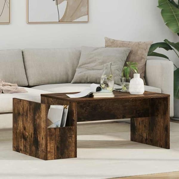 Bord - EKSKLUSIV HUS - Rektangulær - Røget eg - 90x45x35 cm - Ingeniørtræ Rökt ek