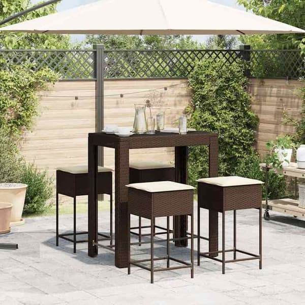 Maison Exclusive - Havebar sæt med puder 5 stk brun poly rattan brun