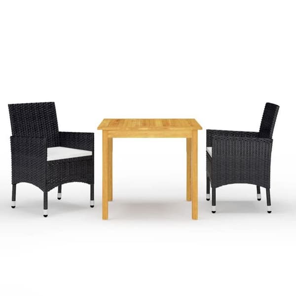 Maison Exclusive - Have spisebordssæt 3 dele Sort Svart
