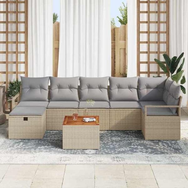Trädgårdsmöbler - EXKLUSIVT HUS - Set 8 delar - Beige - Polyrotin - Modulär beige