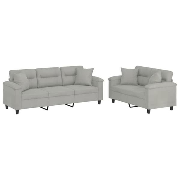 Maison Exclusive - Sæt af 2 sofaer med puder Lys grå Mikrofiber stof