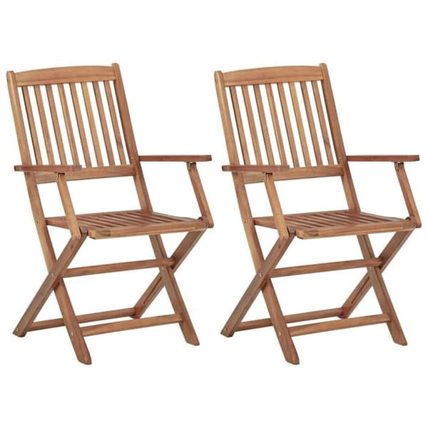 Maison Exclusive - Fällbara trädgårdsstolar set om 2 med kuddar i akaciaträ grå
