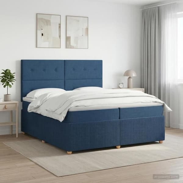 Maison Exclusive - Boxspring seng med madras Blå 200 x 200 cm Stof Blå