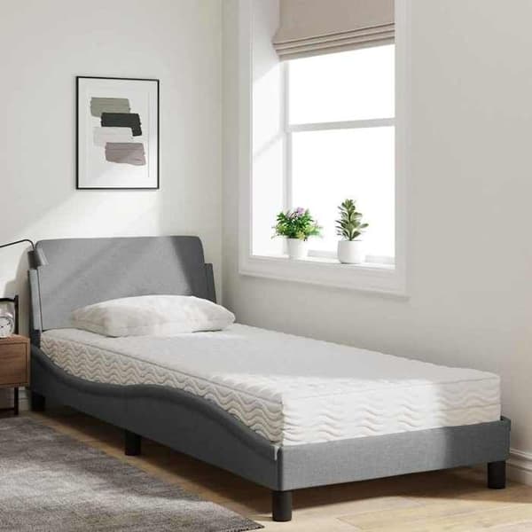 Maison Exclusive - Dover vaaleanharmaa sänky patjalla 90x200 cm kangas