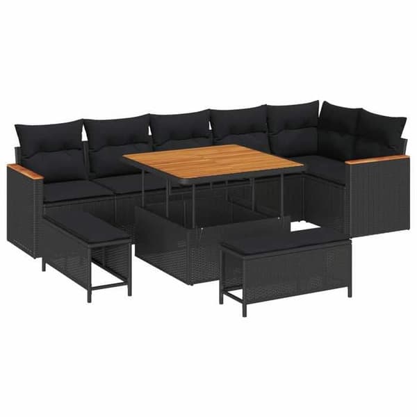 Maison Exclusive - 9 stk. have-sofa sæt i sort polyrotin Svart