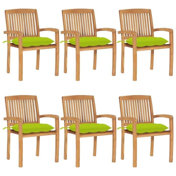 Maison Exclusive - Stapelbara trädgårdsstolar med kuddar, set om 6, i solid teak