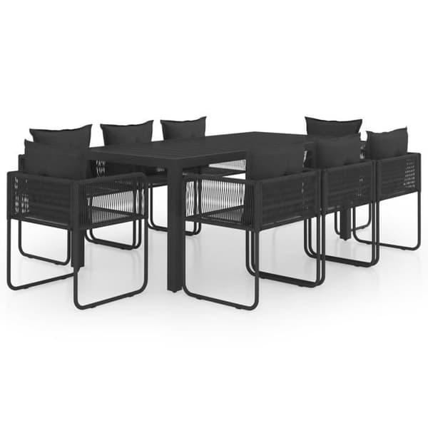 Maison Exclusive - Trädgårdsset 9 delar PVC flätad svart