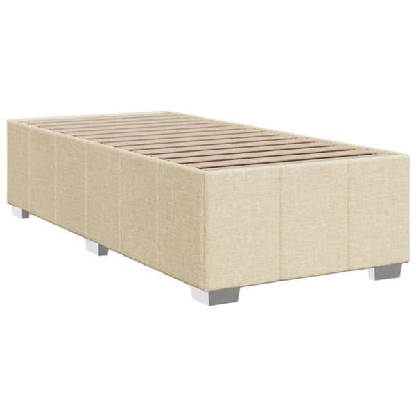 Sengestel - EKSKLUSIV HUS - 90x200 cm - Creme polyesterstof - Lamelseng Grädde