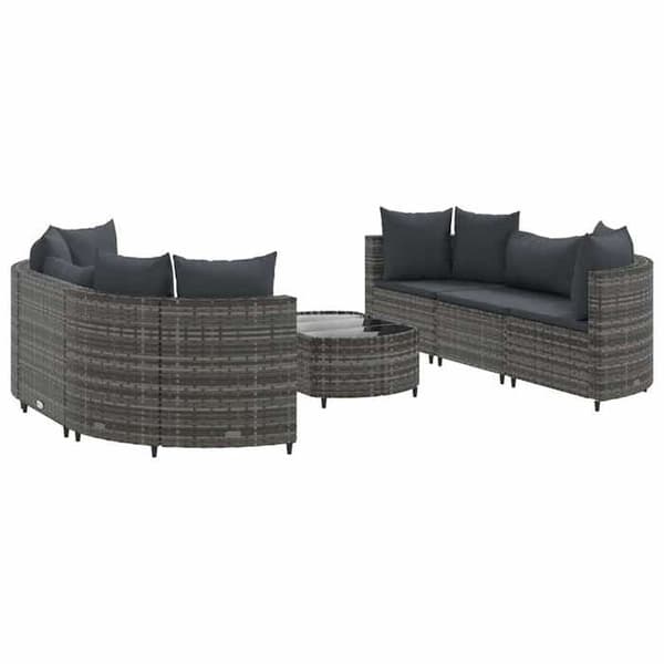 Maison Exclusive - Trädgårdsmöbler med kuddar 7 delar grå flätad resin