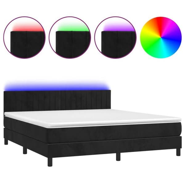 Maison Exclusive - Sengestel med lameller, madras og LED Sort 180x200 cm