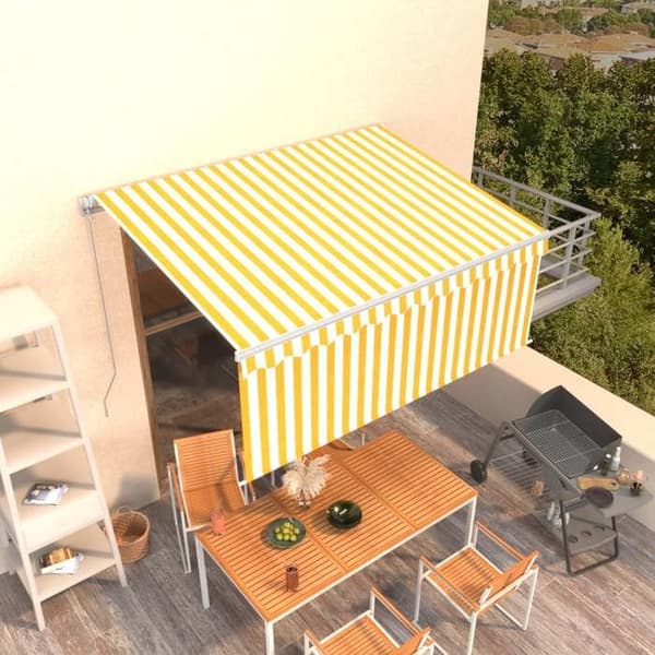 Maison Exclusive - Fällbart tak i gult och vitt 3 x 2,5 m polyester gul och vit