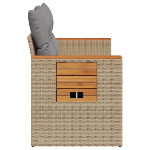 Maison Exclusive - Trädgårdsoffa med kuddar 2 platser beige flätad resin
